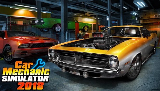 《Car Mechanic Simulator 2018》游戏截图，展示在Steam平台发布的游戏画面。