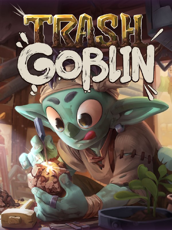 Trash Goblin 游戏界面展示了一个轻松温馨的商店环境。