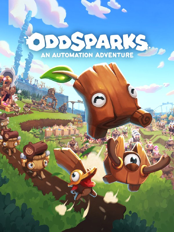 《Oddsparks: An Automation Adventure》游戏截图，展示了自动化与实时战略的结合